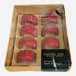 Rachel Zoe Red Beaded Napkin Rings Set of 8 Handmade Table Decor New in Box