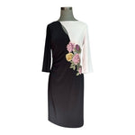 Joseph Ribkoff Floral Lace Silky Knit Stretch Sheath Midi Dress Size 10 EXC