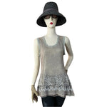 Marilu Women's Beige Tan Embroidered Lace Tank Top S Cotton Linen Italy VG