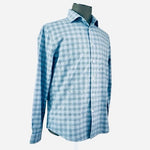Michael Kors Men's Blue Plaid Slim Fit Button Down Dress Shirt L 16.5 34/35 EXC