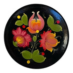 Vintage Russian Soviet Era Wood Lacquer Hand Painted Khokhloma Plate 10 Folk Art