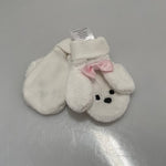 Winter White Pink Plush Mittens Baby Girl Mittens Funny Rabbit Design Mittens