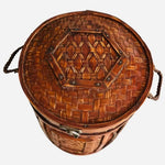 Mid 20th Century Chinese Rattan Wedding Basket Picnic Basket Wicker Vintage Box