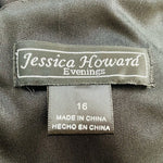 Jessica Howard Beaded Embroidered Fit & Flare Evening Dress Black Size 16