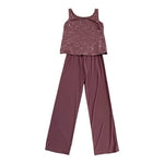 R&M Richards Donna Metallic Lace 3 Piece Pants Set Dark Rose Size 8