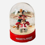 Vintage Disney Mickey Minnie Mouse Crystal Snow Globe Red Base Collectible Rare