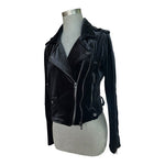 BlankNYC Anthropologie Black Velvet Moto Jacket M Zip Front Biker Crushed