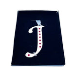 Silver Plated Monogram Letter J Ornament Jeweled Holiday Christmas Decor 3" NIB