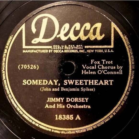 Jimmy Dorsey & His Orchestra Someday Sweetheart / Blue Skies Decca Shellac 10"