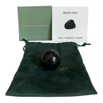 Black Onyx Crystal Sphere SMUDGE Meditation Ball w/ Green Velvet Pouch
