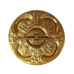Vintage Medallion Sun Brooch Gold Tone Ornamental Pin 2"x2" Costume Jewelry VG