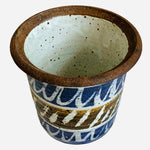 Rare Vintage Pottery Ceramic Planter 5.5” Handmade Brown Blue White Clay Pot