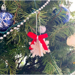 Silver Glitter Snowflake Christmas Ornament Red Ribbon Holiday Decor Excellent