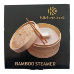 KitchenCrust 10" 2-Tier Bamboo Steamer Set with Chopsticks Sauce Dish NOB