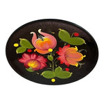 Vintage Russian Soviet Era Wood Lacquer Hand Painted Khokhloma Plate 10 Folk Art