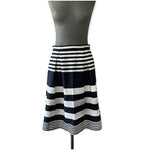 Moda at George Black White Striped Midi Skirt UK 10 US 8 Cotton Ruffled Good