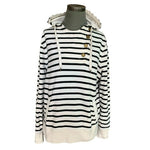 Ralph Lauren Jeans Women's Striped Hoodie XL Navy Blue Cotton LRL Sweatshirt VG
