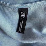 ZARA Denim Blue Button Down Dress S Midi Chambray Bell Sleeve Smocked Very Good