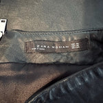 Zara Women's Black Lambskin Mini Skirt XS Silver Zip Pockets Leather NWT