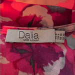 DALIA Womens Romper 6 Pink Floral Bell Sleeve V Neck Multicolor Pockets VG