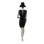 Alice Olivia Silk Sequin Sheath Dress Black Keyhole Back Size S