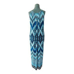 Enfocus Studio Women Maxi Dress 6 Emerald Print Blue Green White Boho Sleeveless