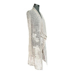 BILLABONG Beige Crochet Knit Duster Cardigan Open Front Coverup Women M VG