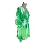 HIGHNESS Womens Swim Cover Up One Size Green White Sheer Tunic Beach Dress EXC