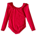 Leveret Girls Red Stretch Nylon Long Sleeve Bodysuit Dance Leotard Size L NWOT