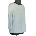 Jones New York Signature Women’s Ivory Cotton Sequin Sweater Top XL VG