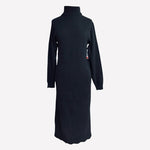 SAKS FIFTH AVENUE Black Turtleneck Bodycon Midi Dress Long Sleeve Size XS NWT