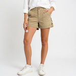SANCTUARY Switchback Rolled Shorts Size 28 Tan High Rise Cotton Bermuda NWT