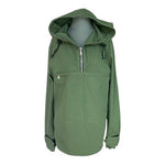 Human Women's Olive Green Hooded Windbreaker Parka L Half Zip Polyester VG