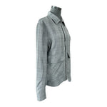 ZARA Mens Jacket L Grey Black Check Plaid Zip Front Windbreaker Collar VG