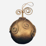 Vintage Handcrafted Golden Metal Jute Pattern Christmas Ball Ornament 4 Inch