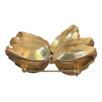 Vintage 1960s Gold Tone Pearl Petal Flower Brooch Floral Pin 2" Costume Jewelry