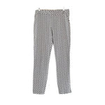 ORSAY White Navy Blue Geometric Pattern Straight Leg Pants EUR 40 M Cotton VG