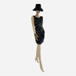 Alice Olivia Silk Sequin Sheath Dress Black Keyhole Back Size S