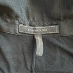 BCBGMAXAZRIA Women's Black Satin Blouse M 3/4 Sleeve Button Front Pockets VG