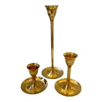 Brass Gold Tone Candlestick Set 3 Piece India Tableware Candle Holders VG