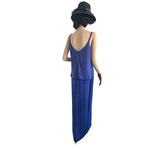 Alex Evenings Blue Glim Sleeveless Maxi Dress & Long Sleeve Blazer Suit Size 16