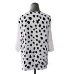 Noracora Women's Tassel Blouse S Black White Polka Dot Lace Sleeve Cotton VG