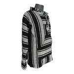 Mexican Baja Hoodie Drug Rug Jumper Green Grey Black Acrylic Unisex Poncho Sz L