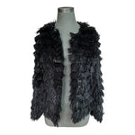 ELYSIAN Fluffy Yarn Faux Fur Black Open Front Fleece Jacket Women’s S