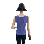 Finity Women's Lilac Blue Ribbed Tank Blouse M Petite Crew Neck Rayon Nylon VG