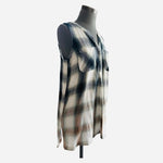 Sonoma Women's White Grey Tan Ombre Plaid Sleeveless Shirt M Loose Fit Cotton VG