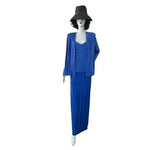 Alex Evenings Blue Glim Sleeveless Maxi Dress & Long Sleeve Blazer Suit Size 16