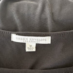 GREEN ENVELOPE Womens Top M Charcoal Gray One Shoulder Ruffle Blouse Loose Fit