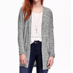 OLD NAVY Gray Long Cardigan Open Front Duster Women M 33" Knit Blazer VG
