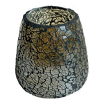 Amber Mosaic Glass Candle Holder Mirror Broken Glass 3.75" Tea Light Lantern VG